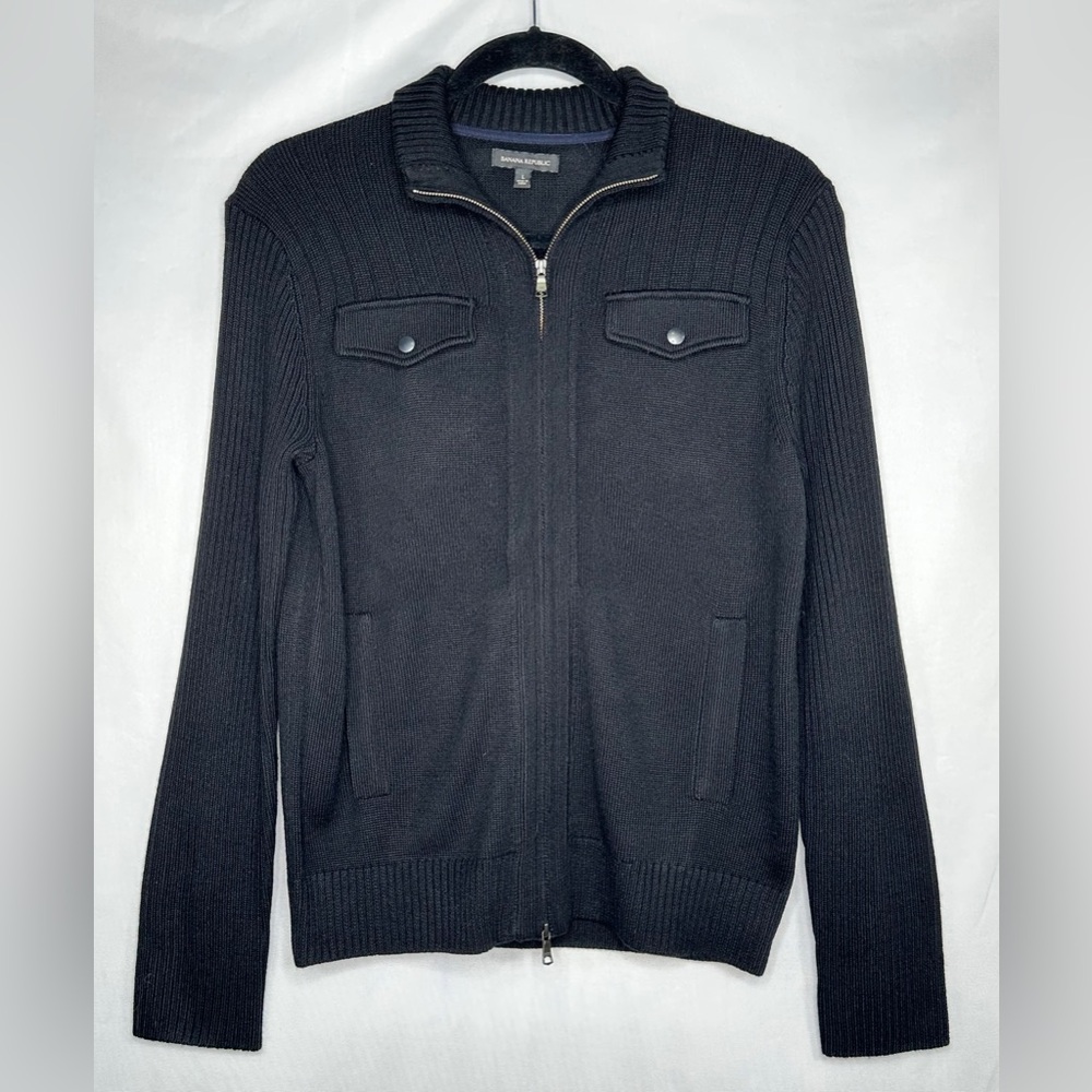 Banana Republic Men’s Black Full Zip Sweater
Wool Blend Sz L